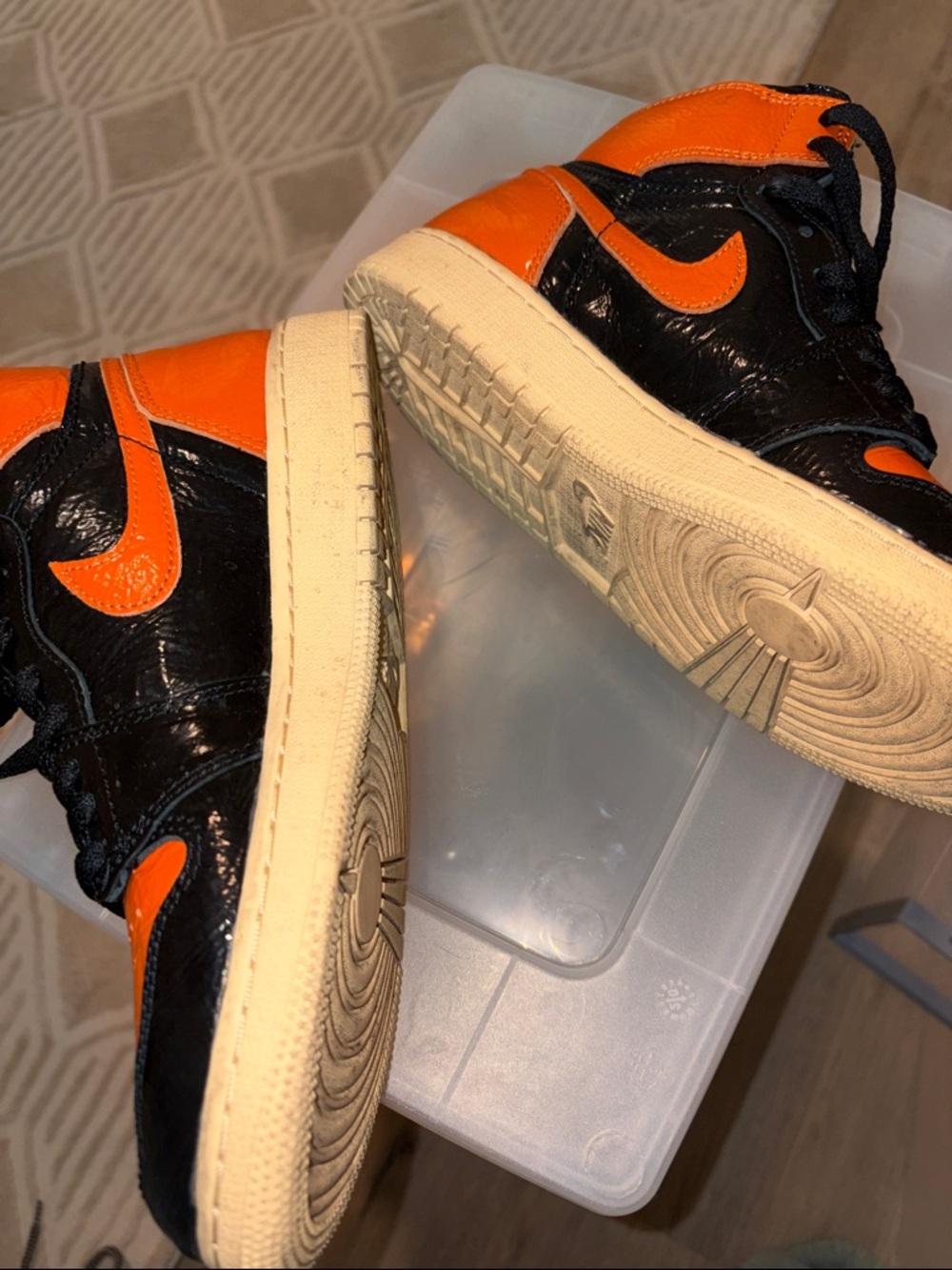Nike Kids Orange and Black High-Top Sneakers - Picture 6 of 7